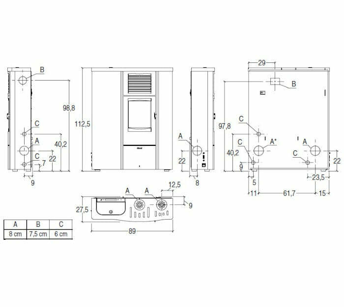 Superior Lia stufa a pellet canalizzabile 8 KW