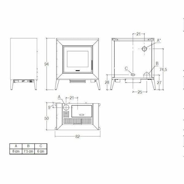 Piazzetta LINE stufa a pellet 9 kW