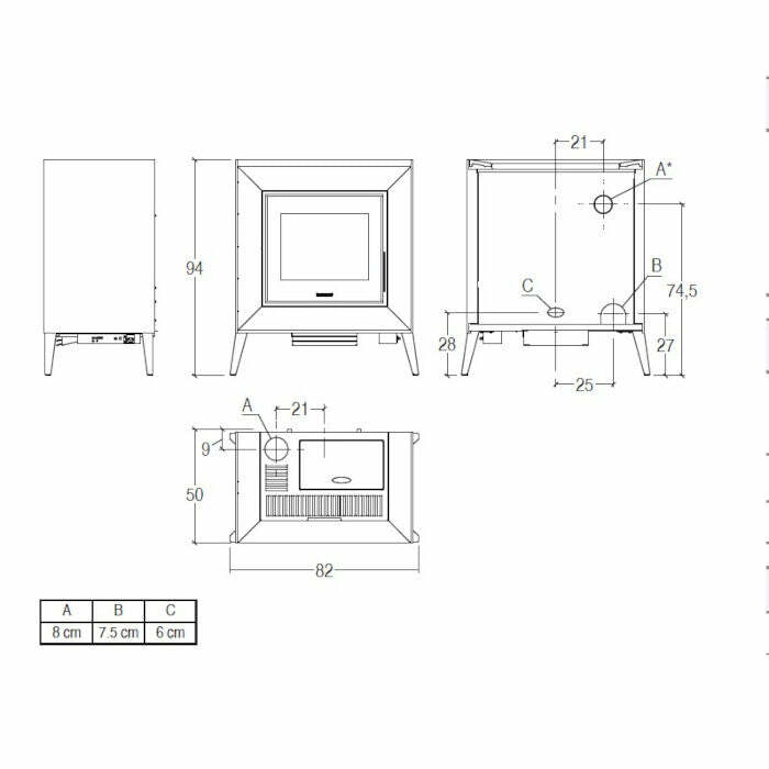 Piazzetta LINE stufa a pellet 9 kW