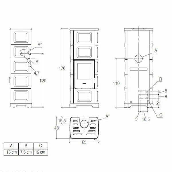 Piazzetta E928 C-M stufa a legna 11 kW