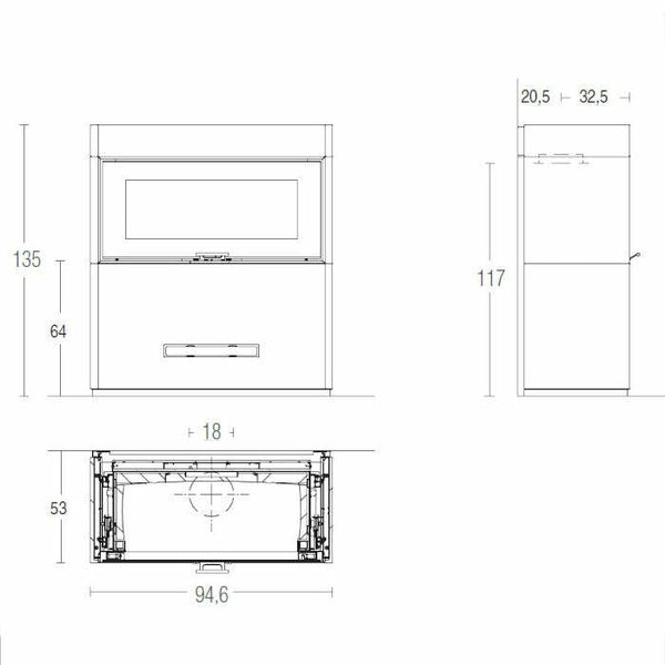 Piazzetta LUGANO MC 85/55 BL stufa caminetto a legna 11 kW