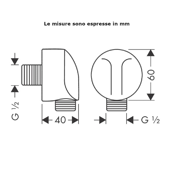 Raccordo a muro FixFit 27454000 Hansgrohe 1/2" senza valvola antiriflusso