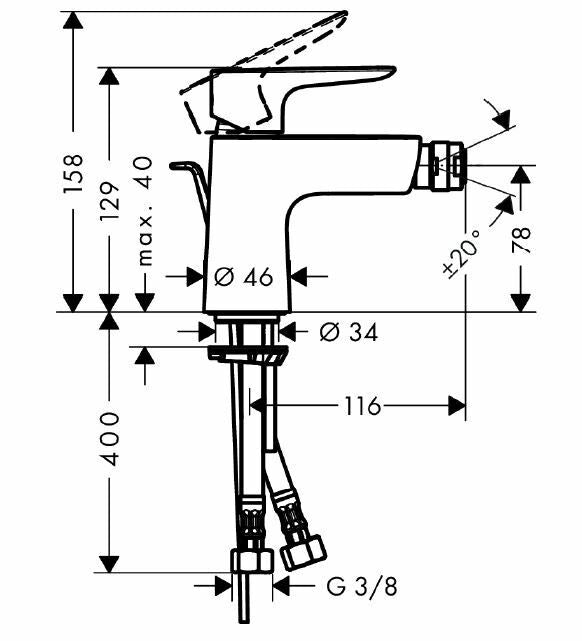 Hansgrohe Talis E miscelatore bidet con saltarello cromo