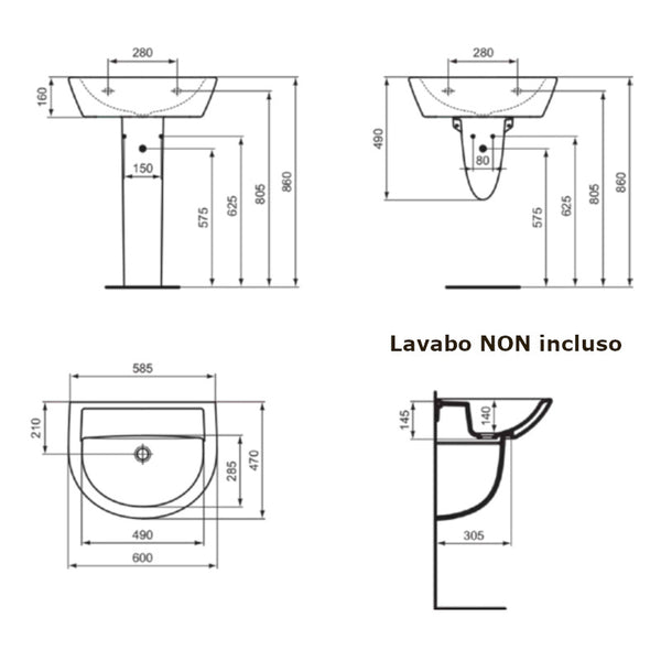 Semicolonna Eurovit W333001 Ideal Standard bianco lucido