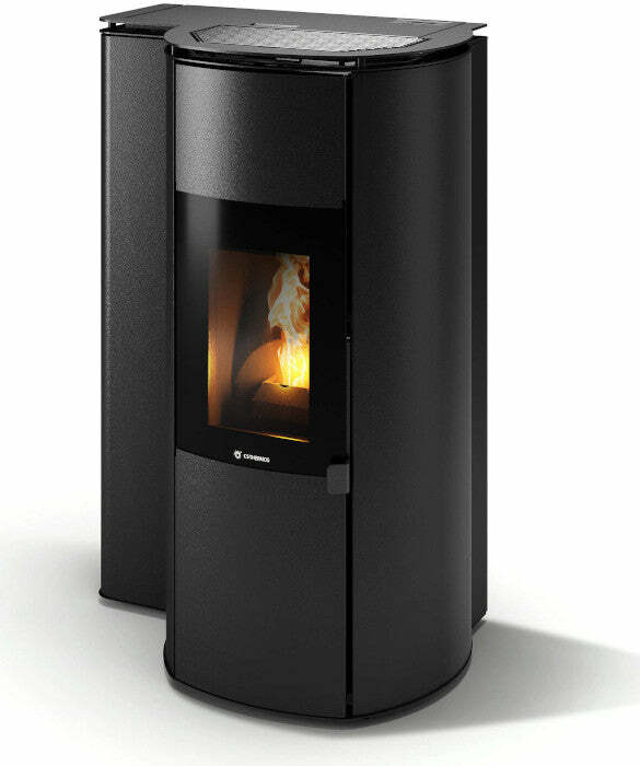 Stufa a pellet cippato Eco Cippatina 10 CS Thermos canalizzabile 10,16 KW nero soft