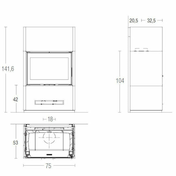 Piazzetta BERNA MC 65/60 stufa caminetto a legna 11 kW