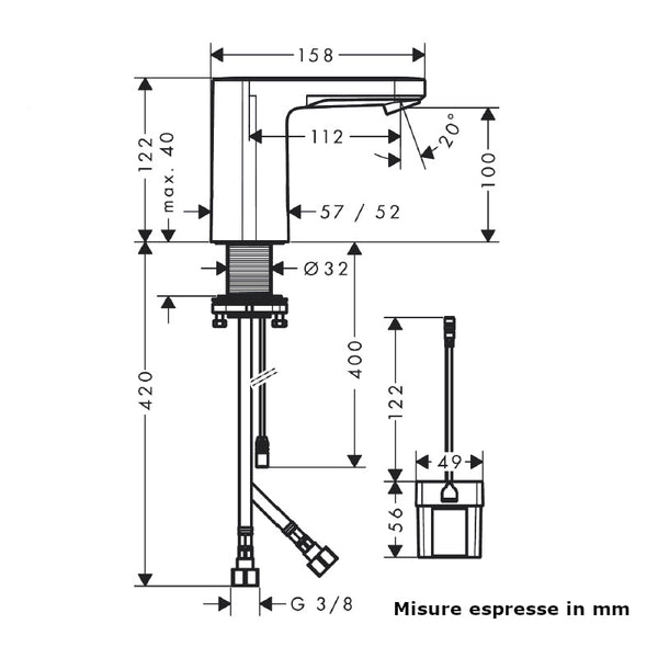 Miscelatore lavabo elettronico Vernis Blend 71502000 Hansgrohe con batteria 6 V
