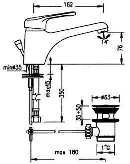 Paffoni Nettuno miscelatore lavabo canna lunga scarico auto cromo