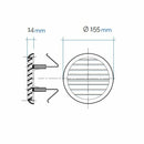 Griglia plastica TUR125B bianca Edil Plast con rete e molle 155 mm