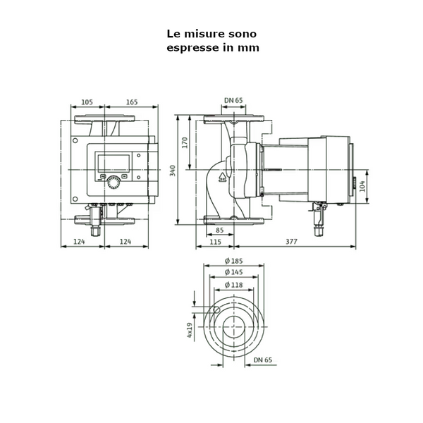 Wilo STRATOS MAXO 65/0,5-12 pompa di circolazione 340 mm 0,826 kW
