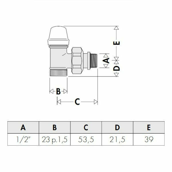 Caleffi 342 detentore a squadra per radiatore 1/2"