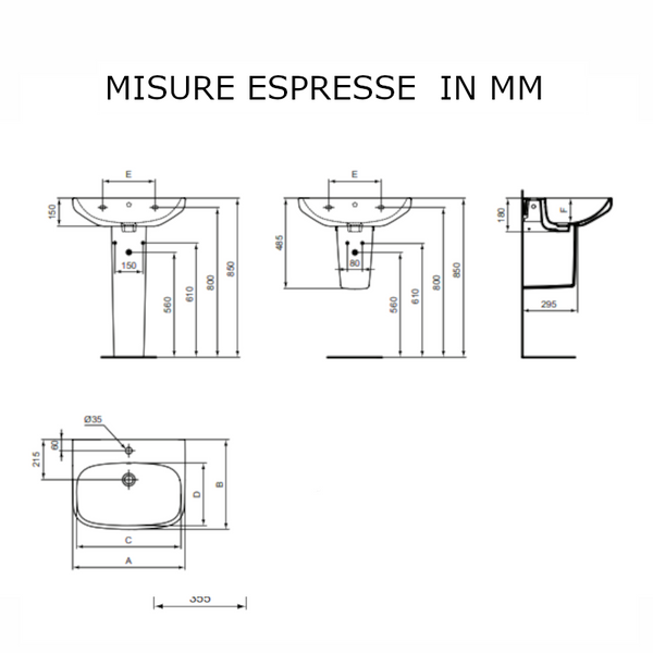 Lavabo i.life A T451301 Ideal Standard 50 x 44 x 15 cm