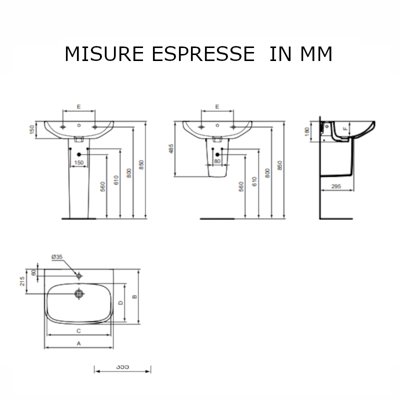 Lavabo i.life A T451301 Ideal Standard 50 x 44 x 15 cm