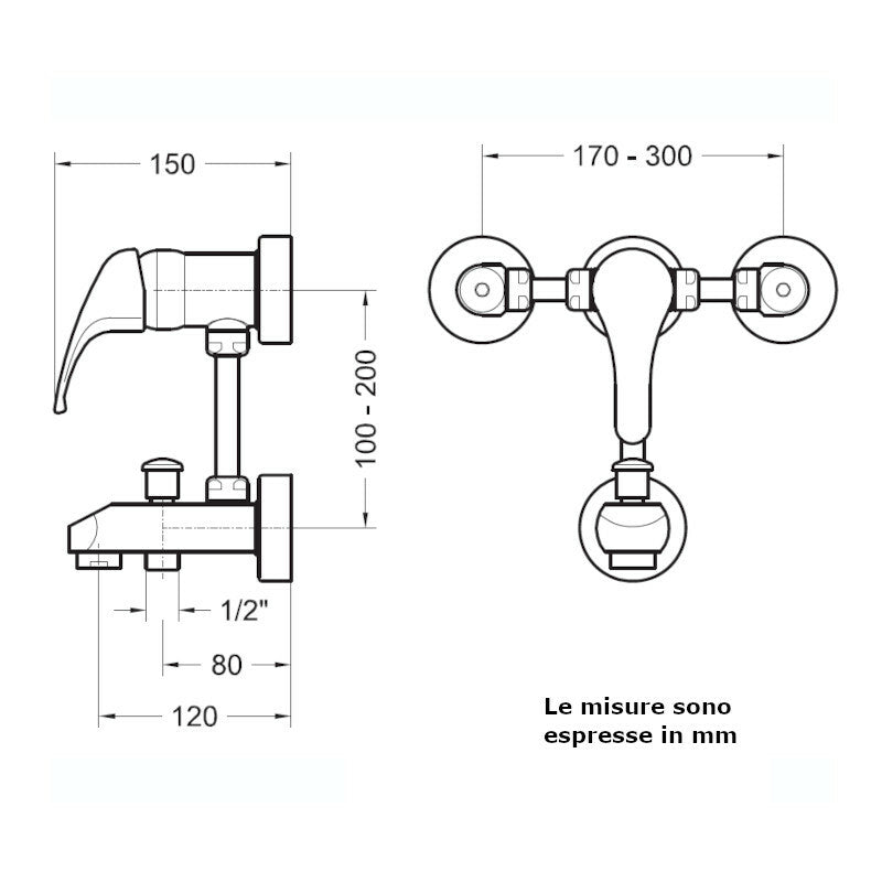 Poletti Cusiomix S11000B miscelatore vasca esterno con doccetta