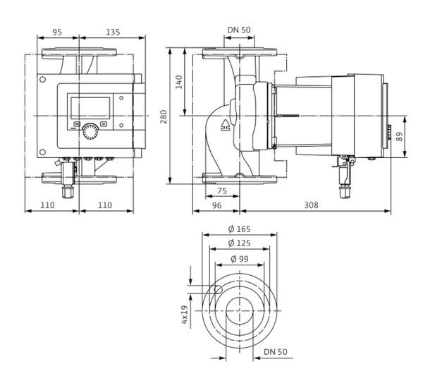 Wilo STRATOS MAXO 50/0,5-9 PN 6/10 pompa di ricircolo 280 mm DN50