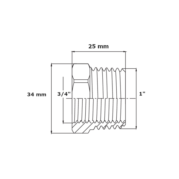 Manicotto riduzione filettato Frabo OT5515 1" x 3/4" MF