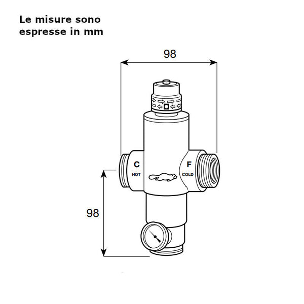 Miscelatore termostatico antiscottatura Ecosan RP301 DN15 River 1/2" pretarato 45°C