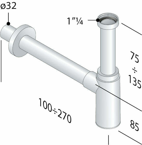 OMP Maomao sifone per lavabi a vista 1"1/4 x 32 mm