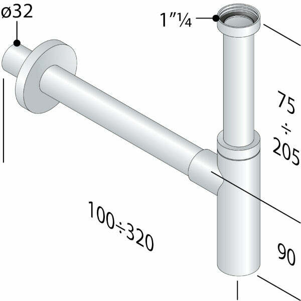 OMP Totem sifone 1"1/4 x 32 mm per lavabi a vista cromo