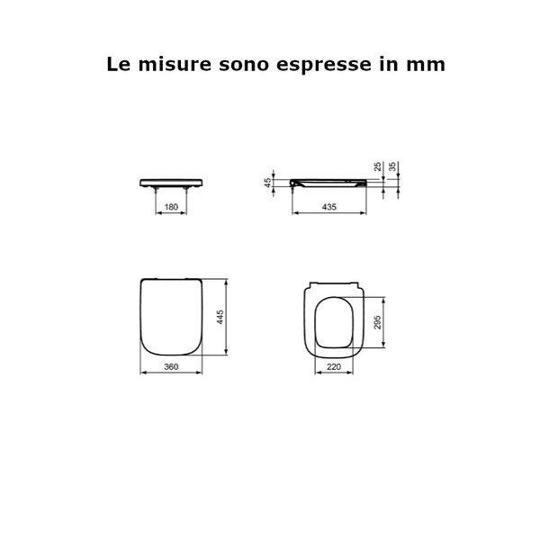 Sedile a chiusura normale i.life A T453001 originale Ideal Standard