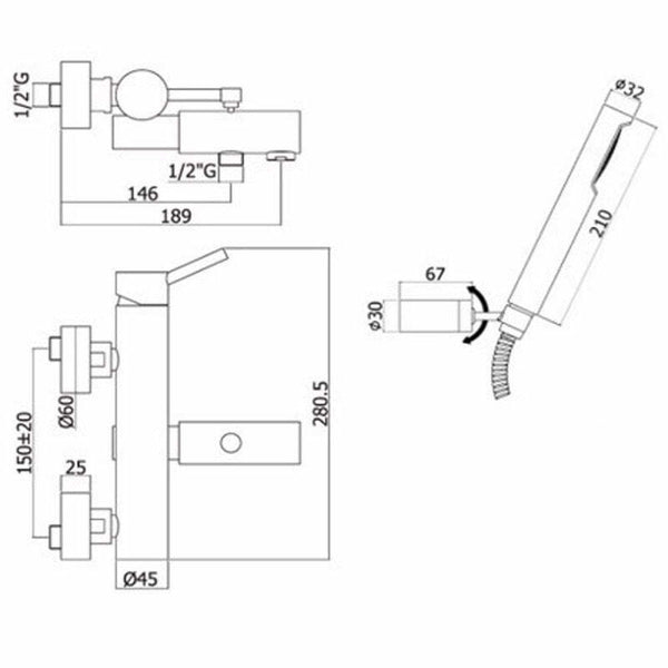 Paffoni Birillo miscelatore vasca con doccetta cromo