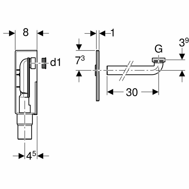 Geberit sifone da incasso per lavabo, con scatola da incasso e accessori