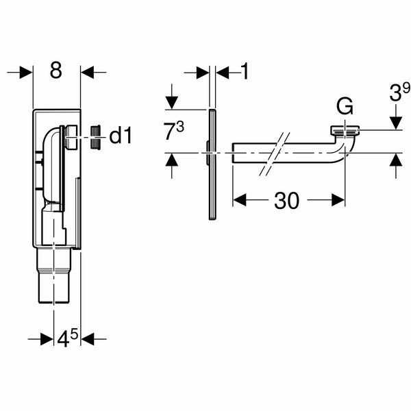 Geberit sifone da incasso per lavabo, con scatola da incasso e accessori