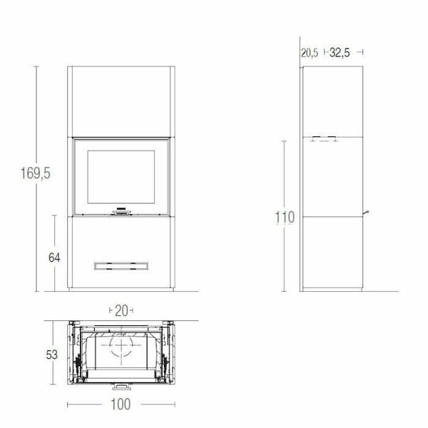 Piazzetta DAVOS MC 90/44 stufa caminetto a legna 12 kW