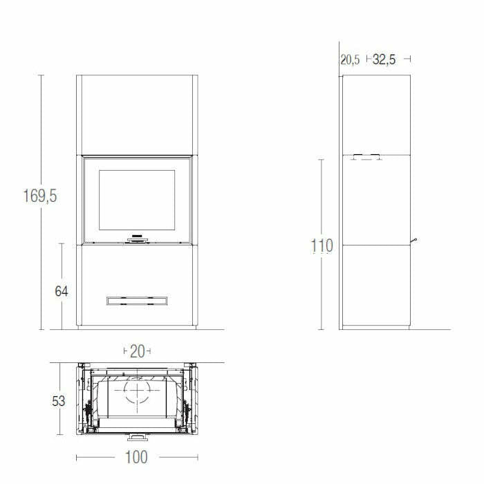 Piazzetta DAVOS MC 90/44 stufa caminetto a legna 12 kW