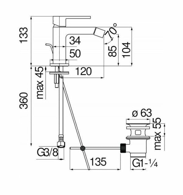 Nobili Up miscelatore bidet cromato