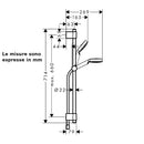 Set doccia Crometta Vario 27353400 Hansgrohe 2 getti con asta 72 cm