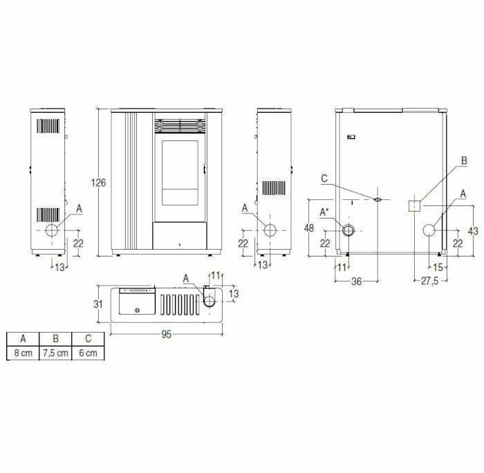 Superior Rita stufa a pellet canalizzabile 11,2 KW