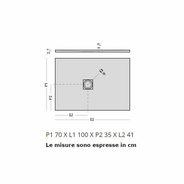 Piatto doccia Stone PT1032 Agha 70 x 100 cm bianco