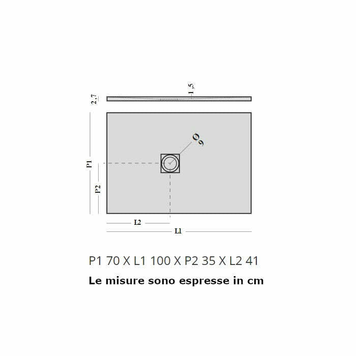 Piatto doccia Stone PT1032 Agha 70 x 100 cm bianco
