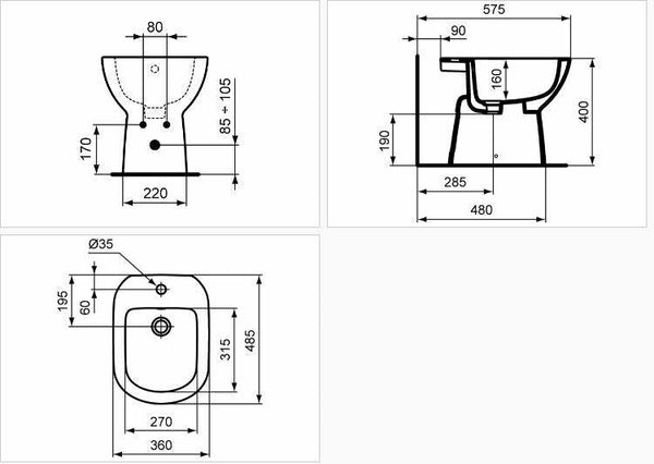 Ceramica Dolomite Gemma 2 bidet a terra monoforo bianco J522401