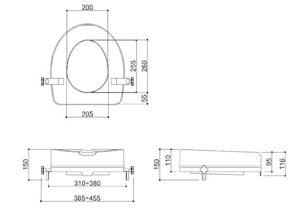 Ponte Giulio Standard sedile rialzato universale con apertura bianco latte