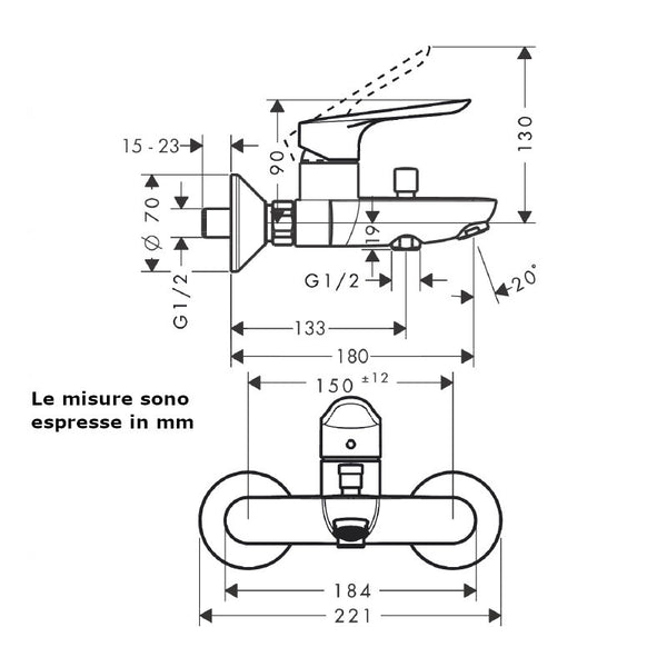 Logis E miscelatore vasca esterno Hansgrohe 71403000