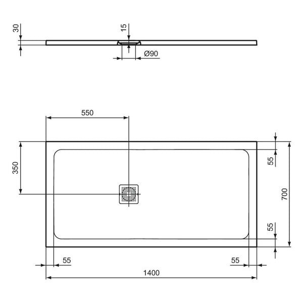 Piatto doccia Ultra Flat S+ T5613FR Ideal Standard 140 x 70 cm bianco opaco