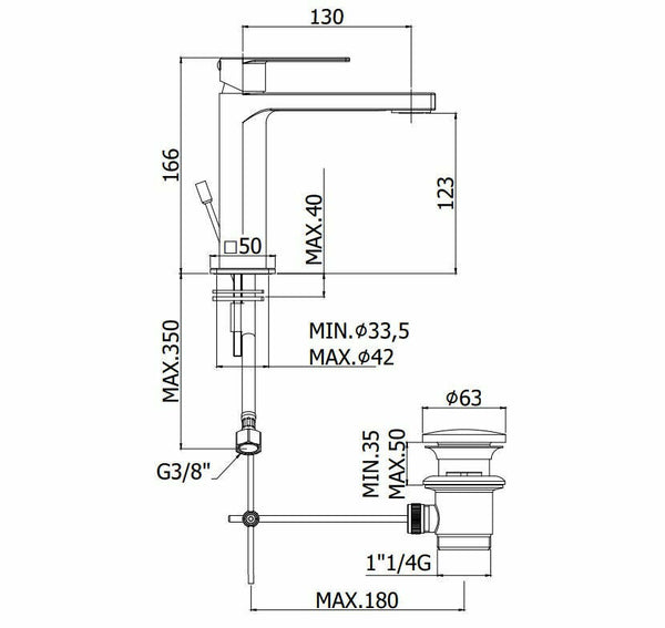 Paffoni Tango TA075CR miscelatore lavabo con scarico automatico cromo