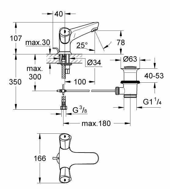 Grohe Adria batteria monoforo per lavabo cromo
