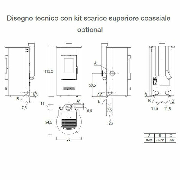 Piazzetta P120 T stufa a pellet 8,5 kW