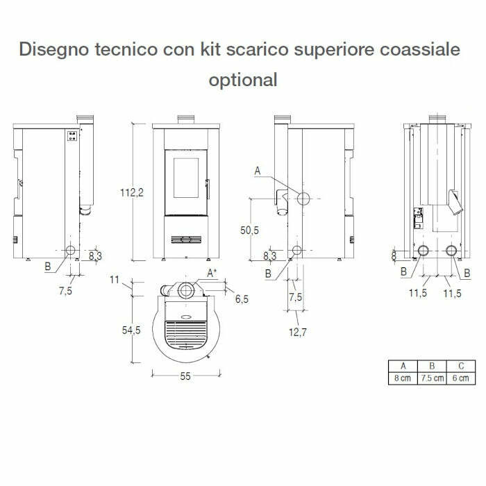 Piazzetta P120 T stufa a pellet 8,5 kW