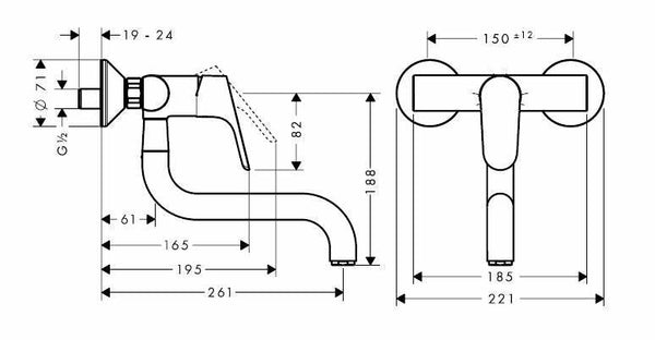 Hansgrohe Focus M41 miscelatore lavello con bocca d'erogazione bassa, 1 jet cromo