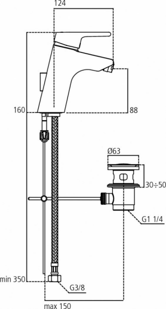 Miscelatore monocomando bidet Active B8064AA Ideal Standard con piletta 1"1/4