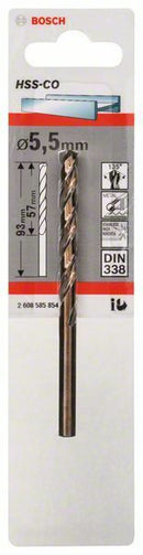 Bosch punta per metallo HSS-Co, DIN 338 5.5 x 57 x 93 mm