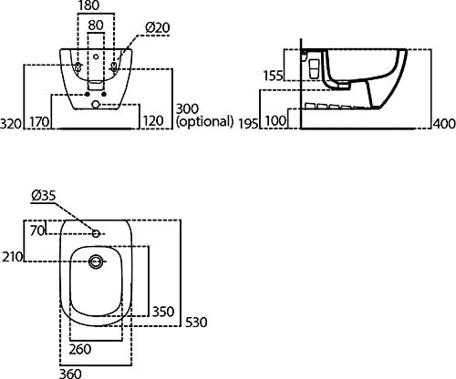 Bidet sospeso TESI T457001 Ideal Standard bianco europeo