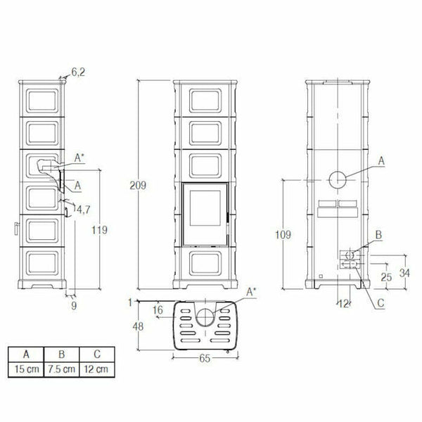 Piazzetta E928 C-H stufa a legna 11 kW