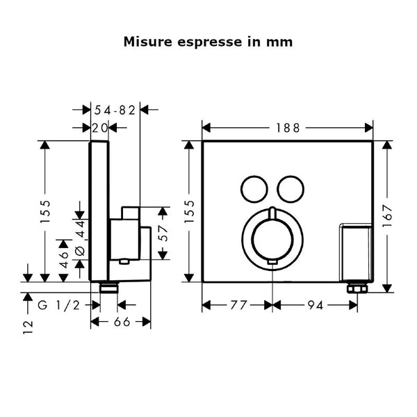 Miscelatore termostatico ShowerSelect Hansgrohe 2 utenze con supporto doccia