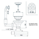 Piletta Basket Lira 1745.080 con troppo pieno 1" 1/2