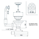 Piletta Basket Lira 1745.080 con troppo pieno 1" 1/2